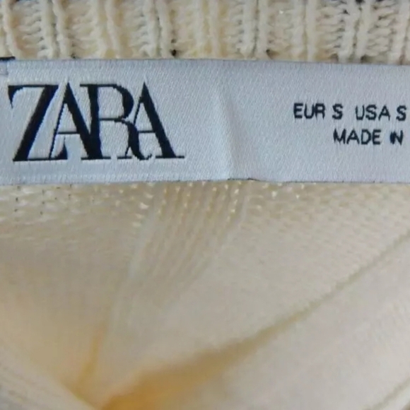 Zara Ecru Black Contrasting Topstitch Sweater - Picture 3 of 4